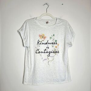 Kindness is Contagious T-Shirt Floral Bloomcore Gray Pullover Misia Medium